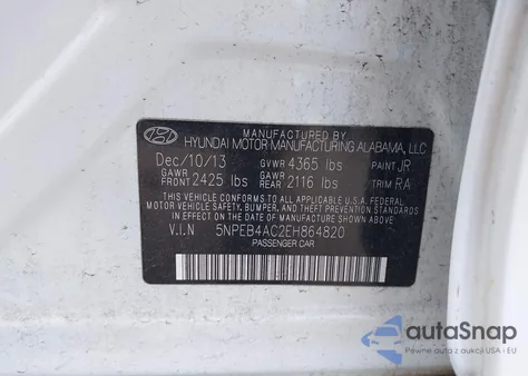 2014 Hyundai Sonata Gls from USA, damaged, VIN 5NPEB4AC2EH864820